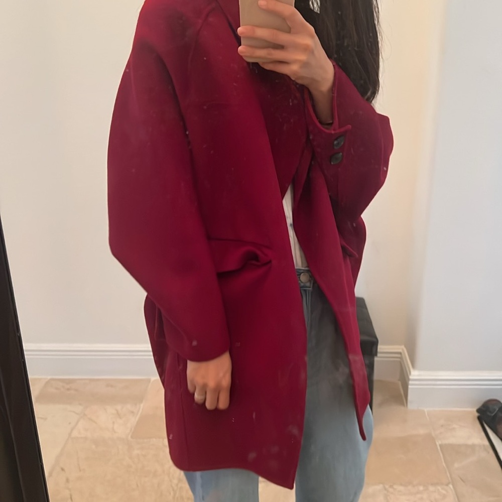 Wine red real wool coat wool jacket coat fall staples